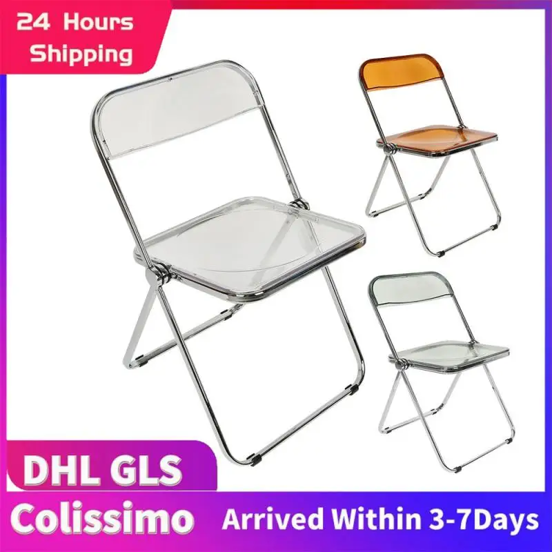 

Folding Dining Chair Household Office room Minimalist Modern Clothing Store Stool Backrest Acrylic Transparent Photo Chair HWC