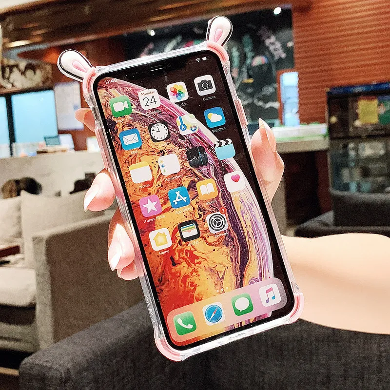 3D милый мультфильм розовый Кот лапа Прозрачный чехол для телефона iPhone 11 Pro Max XR Xs X 7