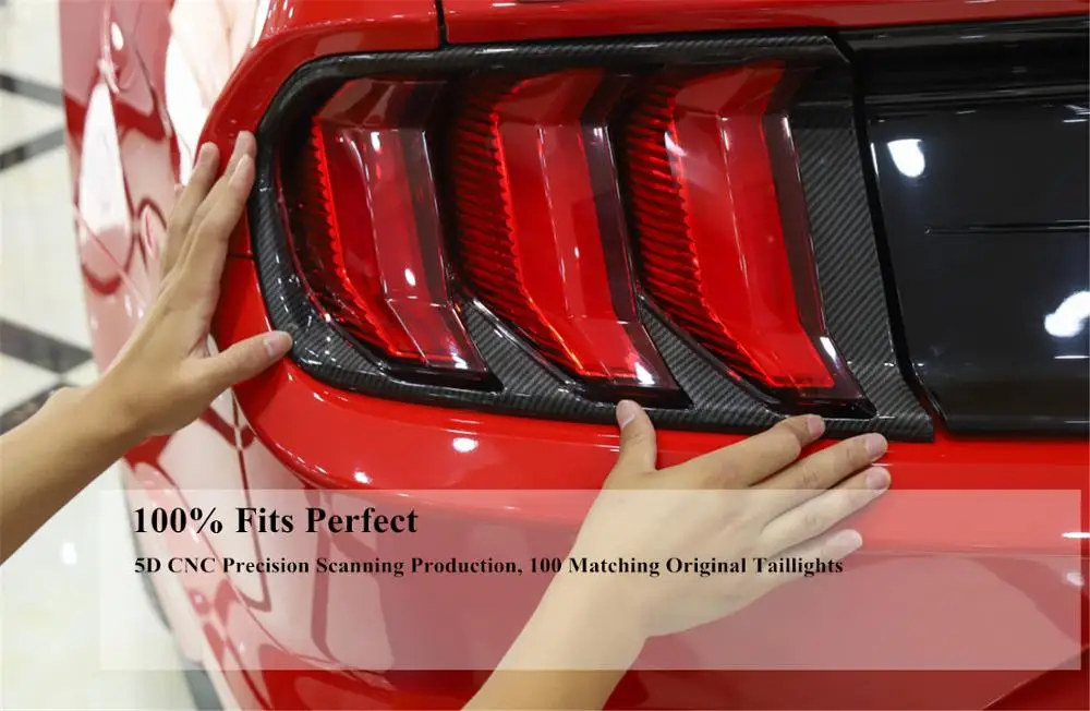 

for Ford Mustang 2018 2019 2020 Car Exterior Tail Light Decorative Sticker Trim Taillight Cover Guard Accessory ABS Carbon Fiber