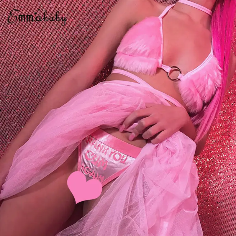 Goocheer брендовые Новые Сексуальные женские меховые бюстгальтеры розового цвета