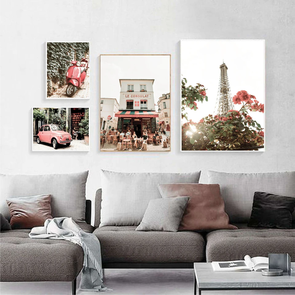 

Old House Car Tree Vintage Art Wall Art Flower Canvas Painting Landscape Wall Pictures For Living Room Decor Pictures Unframed