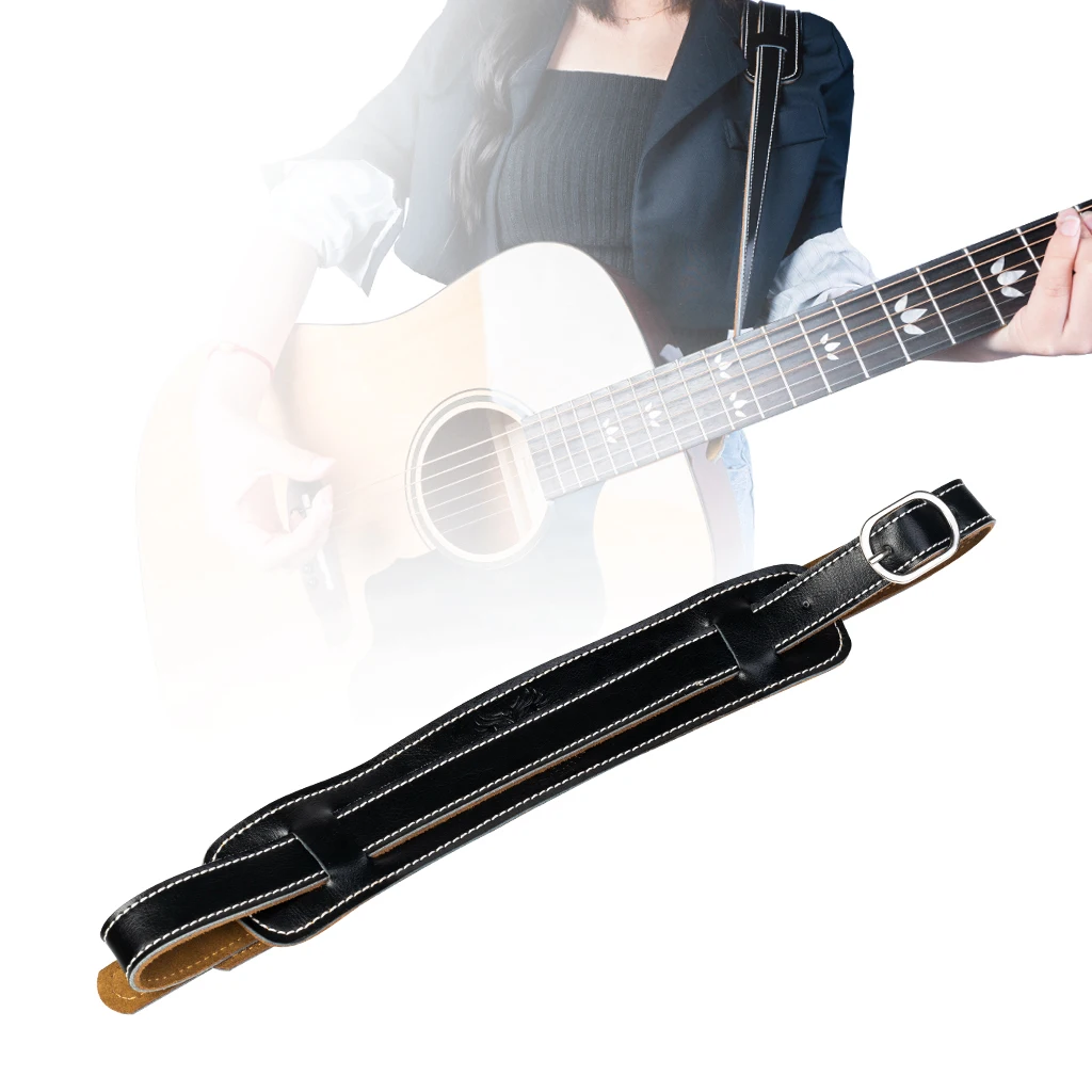 Кожаный ремешок для электрогитары черного цвета аксессуары гитары удобные