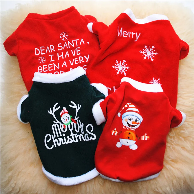 

Winter Pet Dog Clothes Christmas Print Plush Winter Warm Christmas Pet Dog Coat Top Letter Printing Festival Accessories