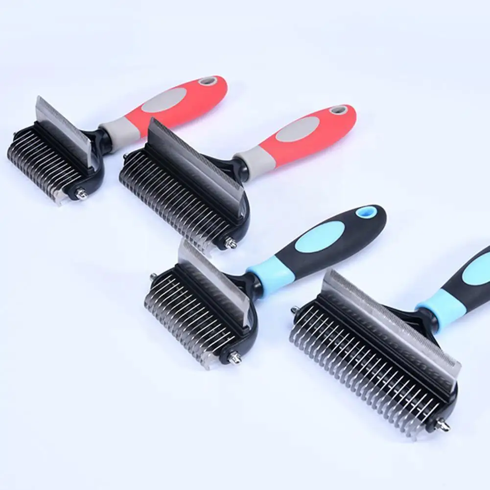 

Large Pet Grooming Dematting Tool 2-1 Undercoat Rake For Dog & - Widened Shedding Brush And Dematting Comb Deshedding T C3v5
