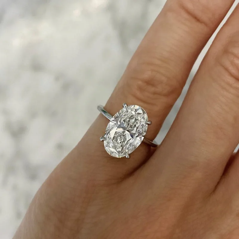 

New Simple Style Inlaid Zircon Ring Handmade Super Shiny Diamond Ring