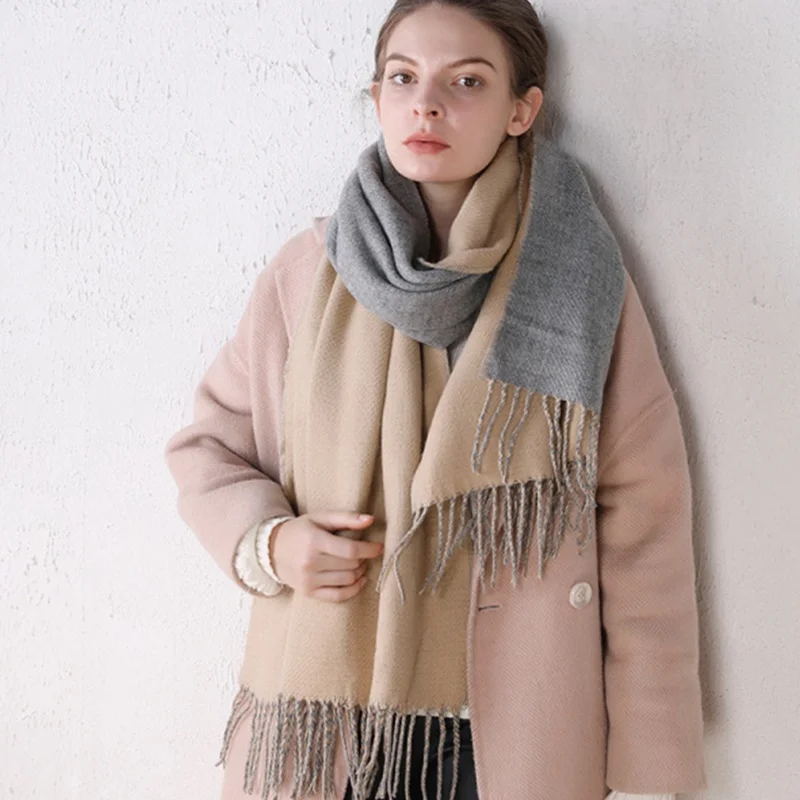 

Winter Scarf Women Solid Color Cashmere-like Shawls And Wraps Thick Warm Cashmere Like Scarves Lady Tassels Christmas Gift