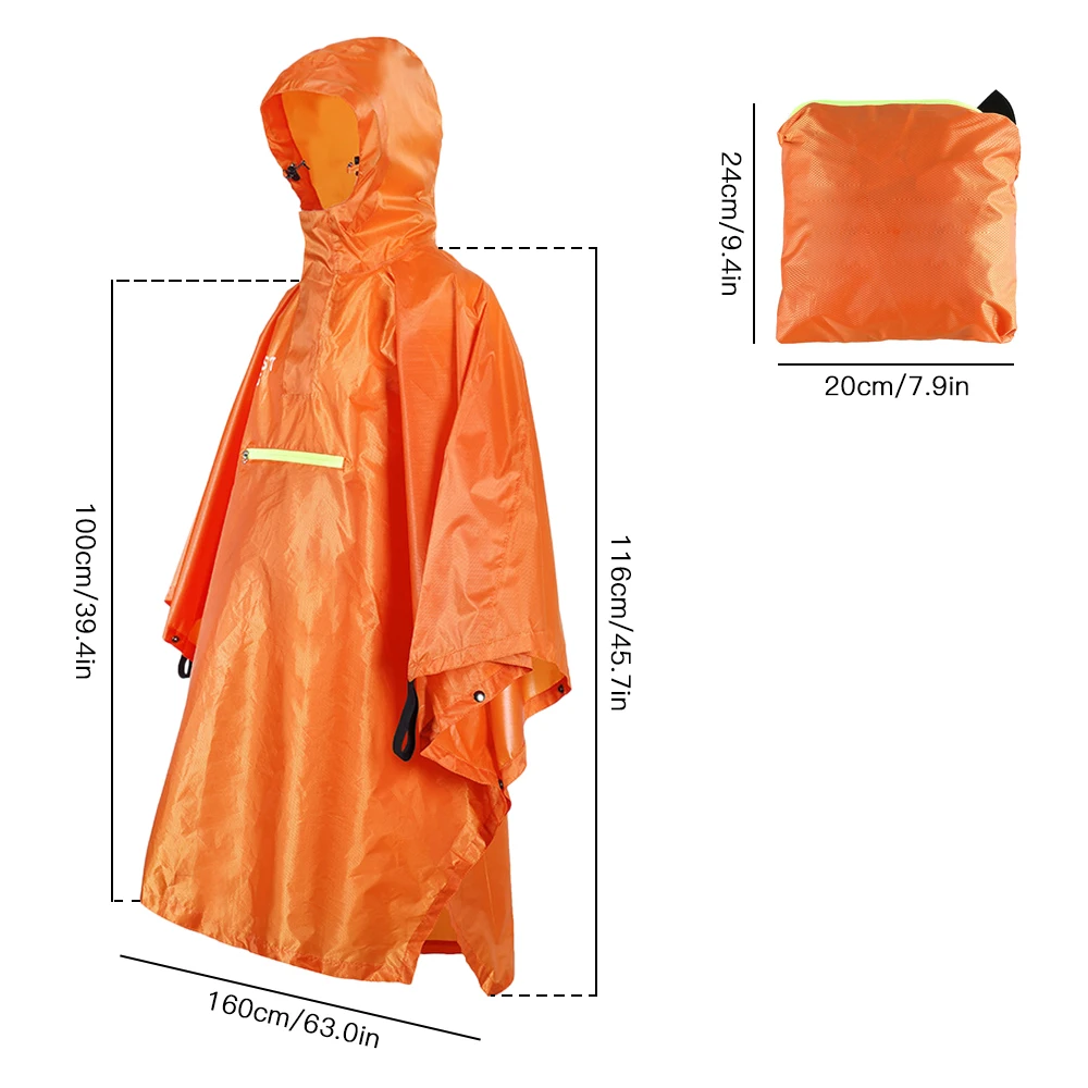 

3 in 1 Raincoat Backpack Rain Cover Rain Coat Hood Hiking Cycling Rain Cover Poncho Raincoat Waterproof Outdoor Camping Tent Mat