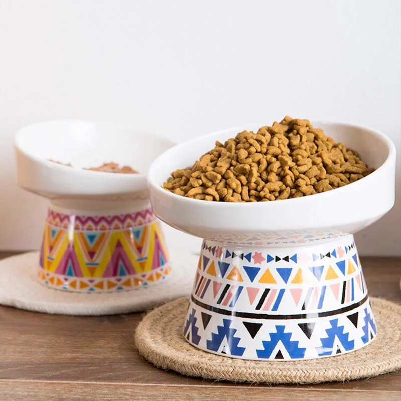 

Ceramic Cat Bowl with Mat Cat Feeder Cervical Protect Bowl Food Water Feeders for Pet Dog Food Bowl Cat Supplies Bowl for Cat