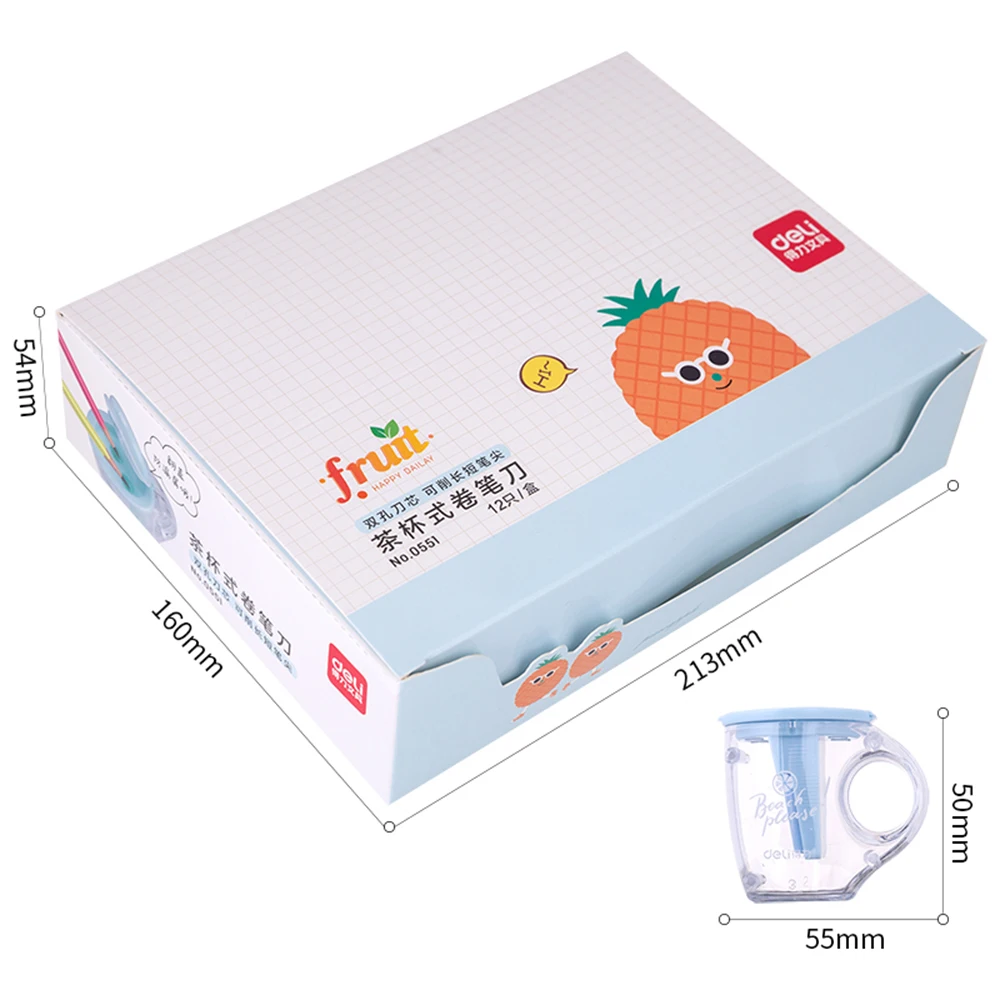 

Deli 48PCS/Set Double Hole Pencil Sharpeners Lovely And Creative Tea Cup Modeling Student Pencil Sharpener Cute Kids Stationary