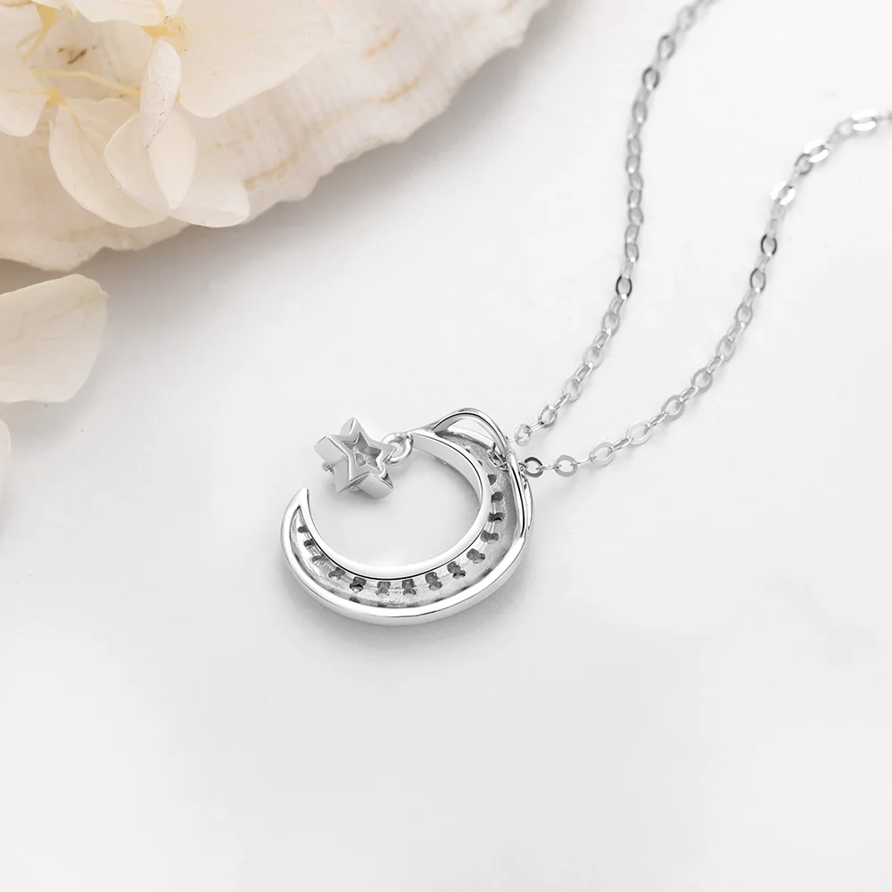 Женское ожерелье из серебра 925 пробы с подвеской в виде Луны и звезды|Индивидуальные Подвески| |