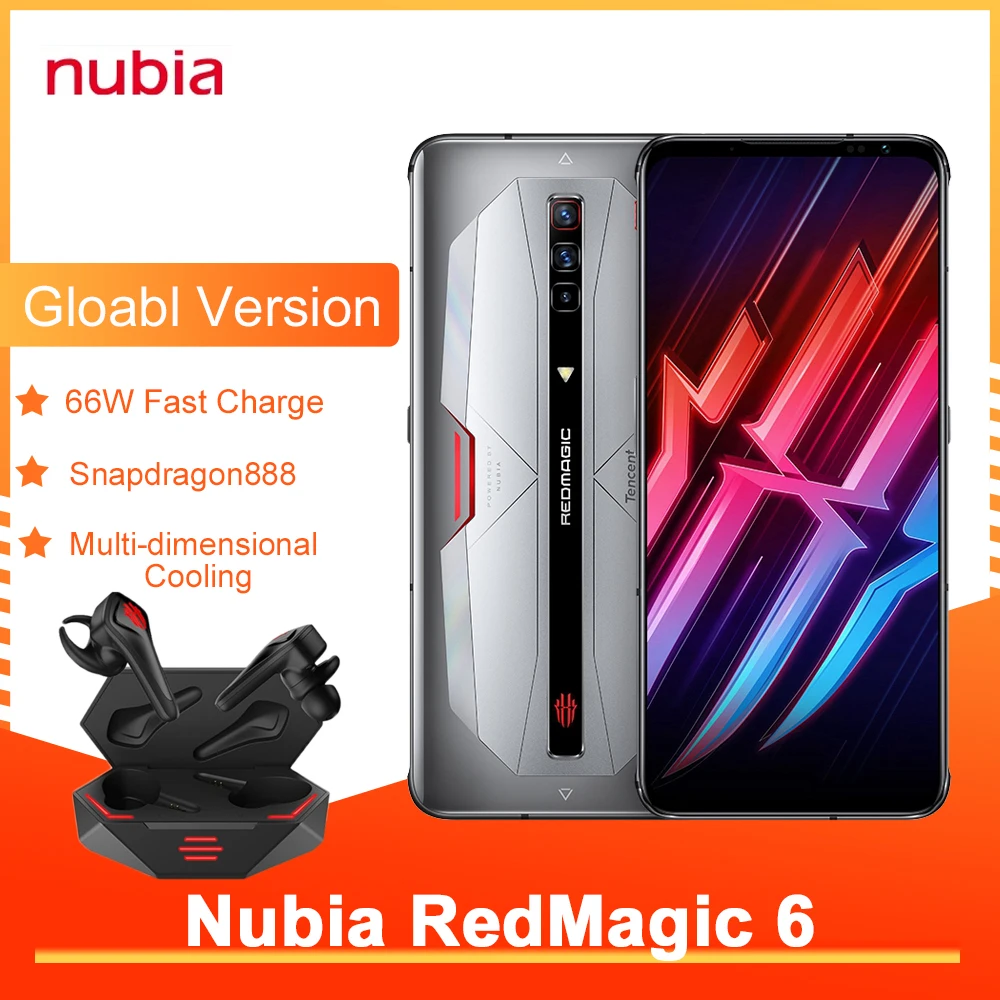 Игровой смартфон Nubia Red Magic 6 Pro, глобальная версия, NFC, AMOLED экран 6,8 дюйма, Восьмиядерный процессор Snapdragon 888, быстрая зарядка 30 Вт, RedMagic 6 Pro