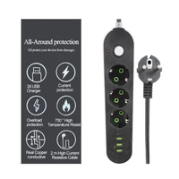 Round Pin RUS Plug Power Strip Switch Universal Outlets USB Electrical Extension 1 8M Cable Network Filter for Phones