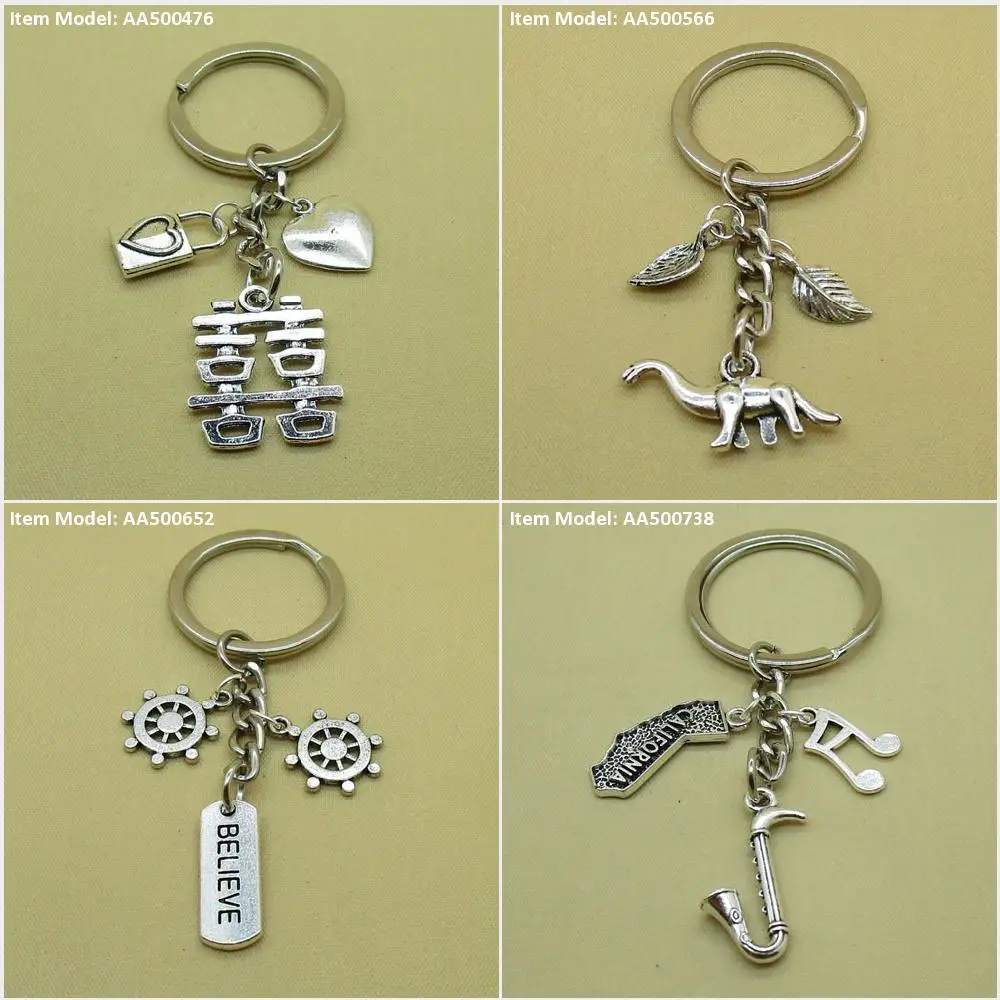 Брелок для ключей счастье двойной замок капля сердце любовь динозавр Листья Лист