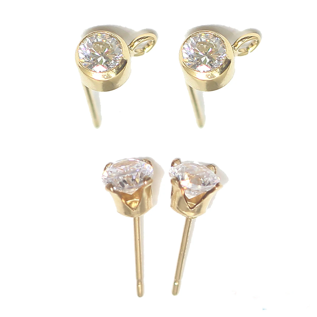 

Beadsnice ID39980smt4 CZ Stud Earring Gold Filled Cubic Zirconia Ear Post Stud Earrings with Ear Nuts Jewelry Component