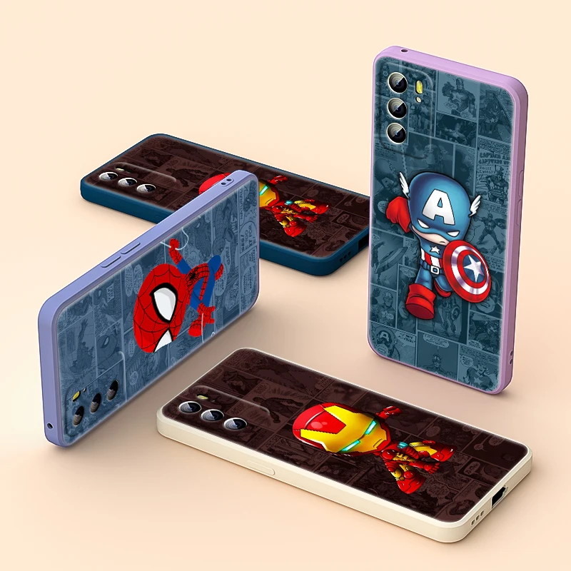 

Avengers Marvel cartoon hero For OPPO Reno 6 5 4 3 2 2Z Find X3 X2 Neo Lite Pro Plus 5G Liquid Silicone Soft Cover Phone Case
