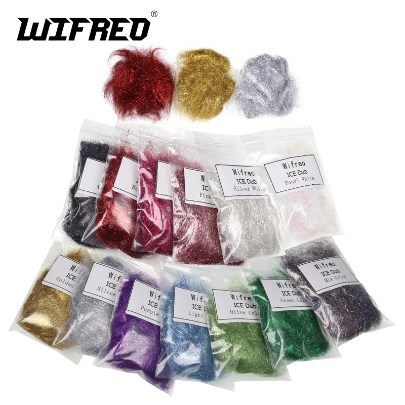 Wifreo 2Bags Fly tying Ice Dub Scud Dub for Nymph Scuds Ice Wing Fiber Thorax Material Flash Sparkle Addding Blending Material