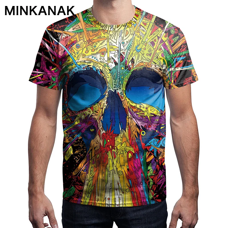 Взрослая 2020 Новая Модная красочная иллюстрация граффити Череп Скелет Печать