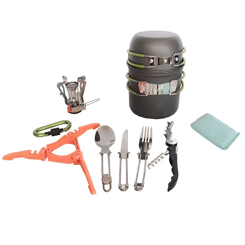 

Camping Cookware Kit Camping Pot Outdoor Cooking Set Mountaineering Backpacking Tableware Utensils Foldable For Hiking Picnic