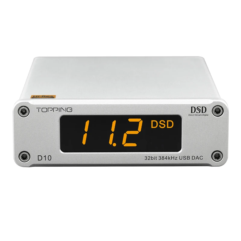 Серебристый Верхний D10 декодер DSD256 ES9018K2M XMOS PCM384 USB DAC аудио декодер - Цвет: Серебристый