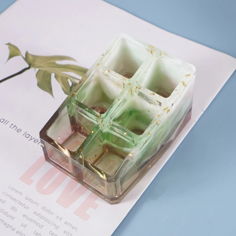 

DIY Crafts Crystal Epoxy Resin Mold Lipstick Storage Box Casting Silicone Mould