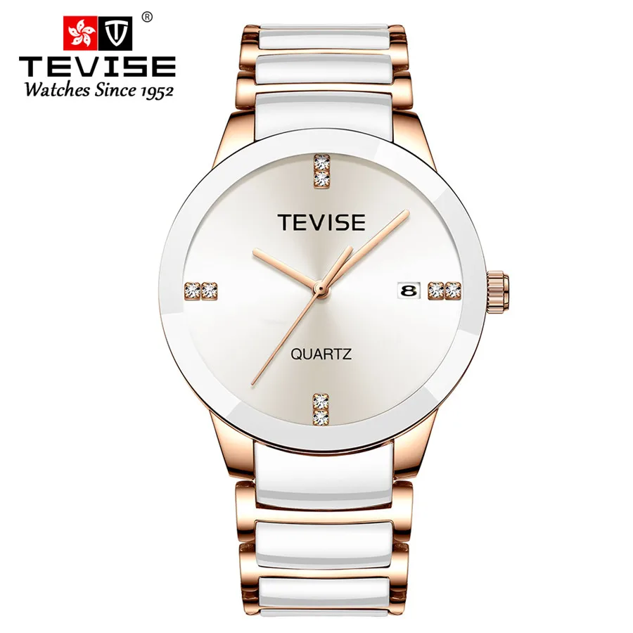 

TEVISE Ceramic Watch Men Luxury Gold Men's Watches Casual Watches Waterproof Quartz Mens Wristwatch Male Clock Relogio Masculino