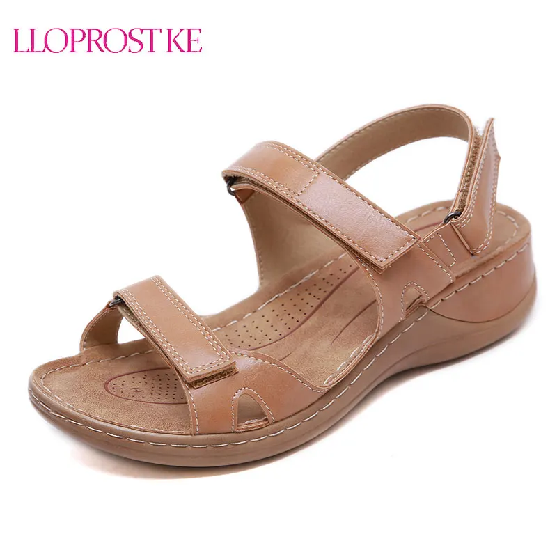 

Lloprost ke/женские босоножки 2021 новые туфли на танкетке женский крючок на застежке-липучке; Повседневная обувь; Женская обувь; sandalia feminina; Женски...