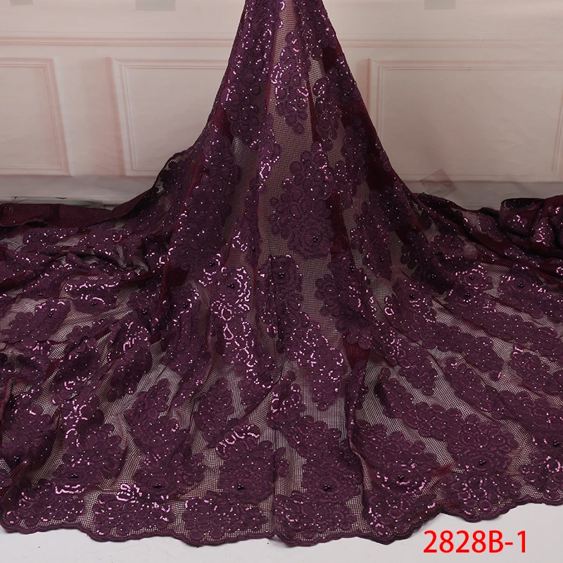 Nigerian Tulle Lace with Sequins African Net Fabric High Quality Latest French Mesh Fabrics for Party Dress APW2828B | Дом и сад
