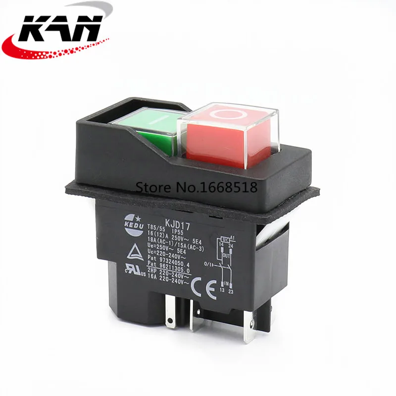 AC250V 16A водонепроницаемый электромагнитный кнопочный переключатель 5 контактов