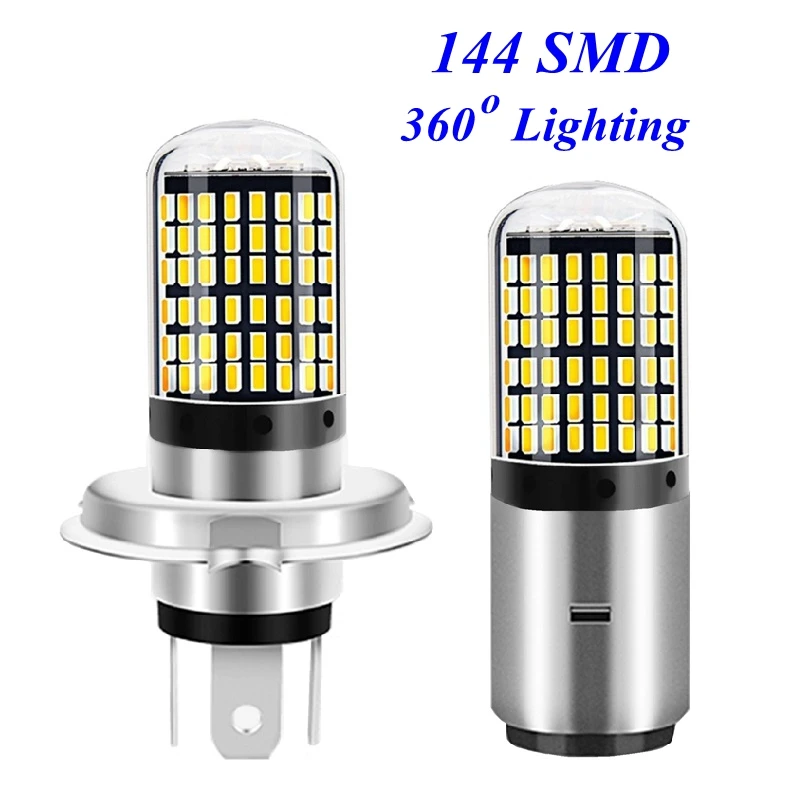 Лампа светодиодная для мотоциклетных Фар H4 H6 144 светодиодов BA20D 9 80 в скутеров