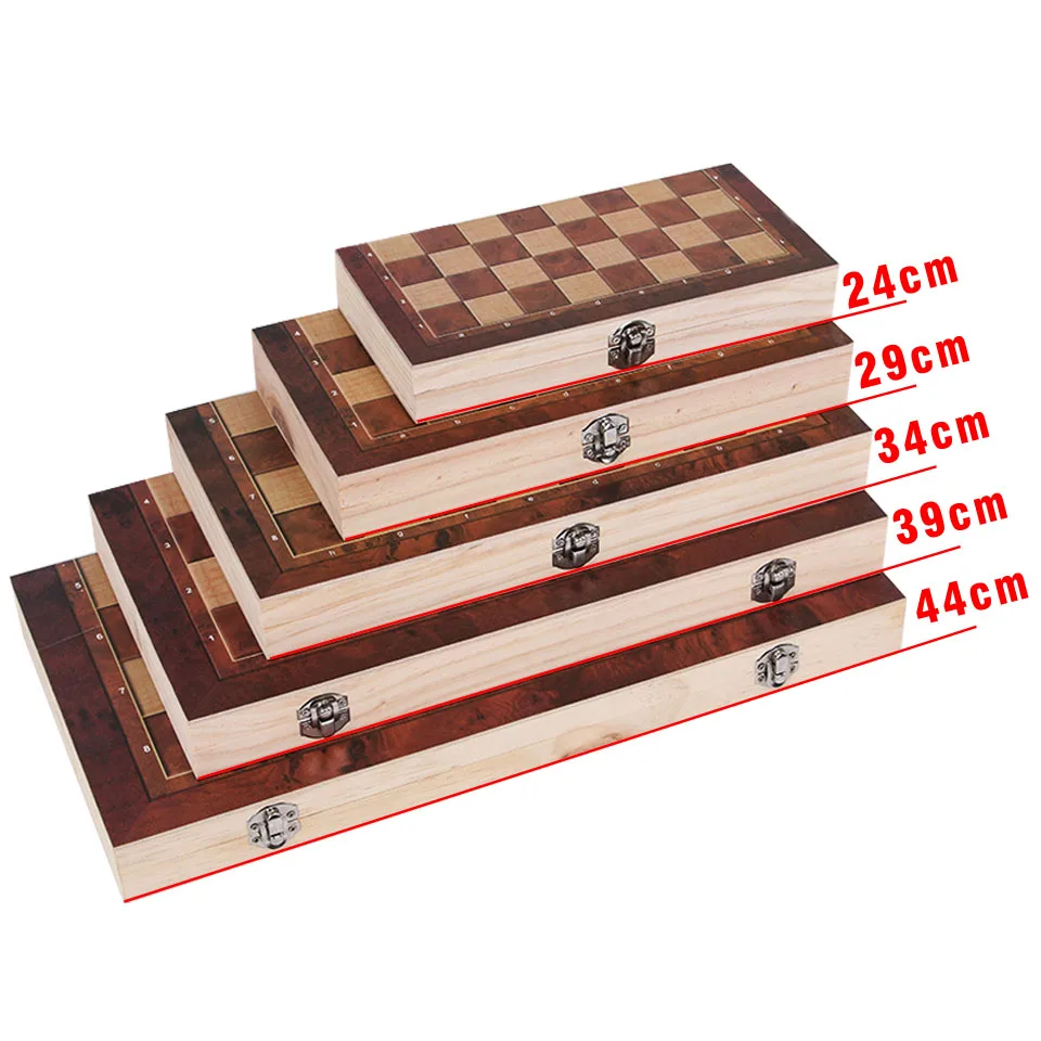 

Large Magnetic Wooden Folding Chess Set Felted Game Board 39cm*39cm Interior Storage Adult Kids Gift Family Game Chess Board