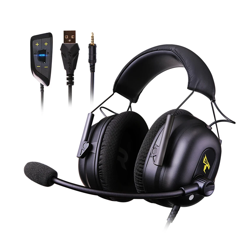 Черный SOMIC G936N игровые наушники 7.1 Виртуальные игровые гарнитуры Объемный звук USB 3,5 мм Наушники с шумоподавлением для игр для ПК PS4 гарнитура геймер игровая гарнитура - Цвет: Черный