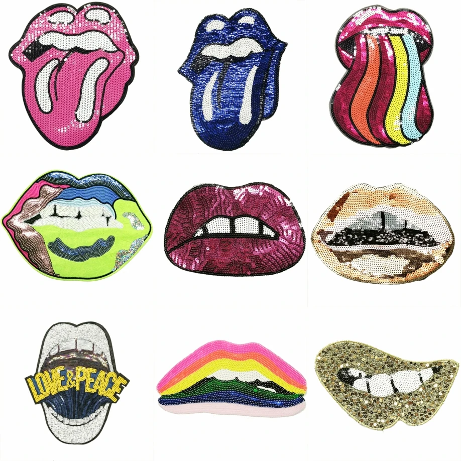 

large embroidery big lip mouth cartoon patches for clothing PA-47