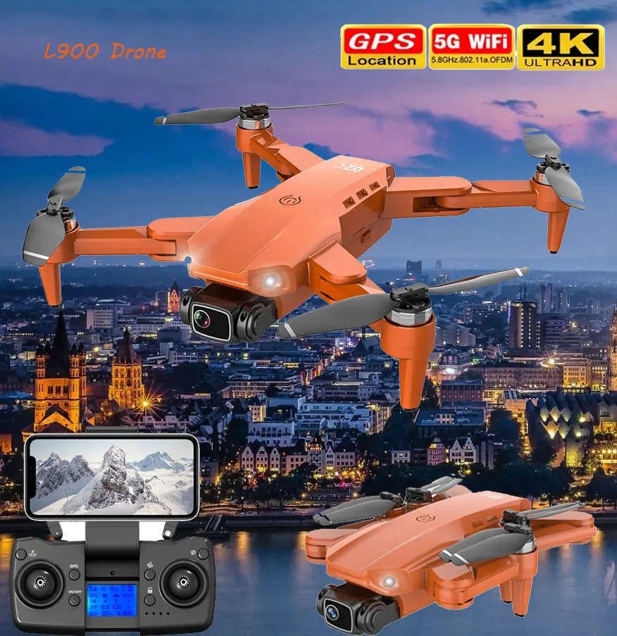 

L900 Pro Gps Дрон 4k Hd Двойная камера профессиональный Вертолет Fpv Дрон складной Радиоуправляемый квадрокоптер 5G Wifi бесщеточный мотор дроны 2022