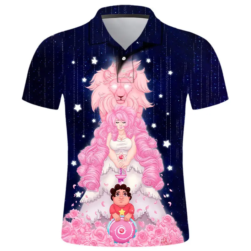 

Детские летние рубашки, модные мужские кофты с 3D принтом «Вселенная Стивена», мужские рубашки с коротким рукавом, рубашка-поло, уличные Топы