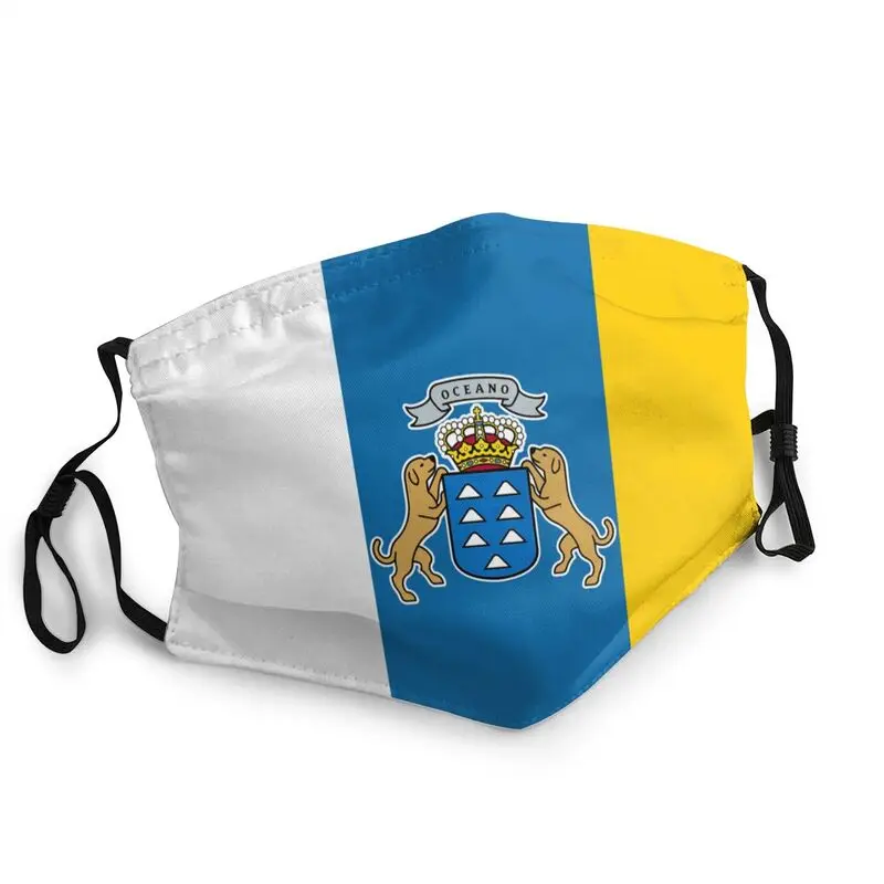 

Flag Of Spain Oceano Mouth Face Mask Adult Men Anti Dust Spanish Canary Islands Mask Protection Washable Respirator Muffle