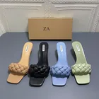 Женские сандалии 2021, летние модные тапочки ZA, женские сандалии на высоком каблуке, праздвечерние чные туфли на платформе, сандалии для женщин