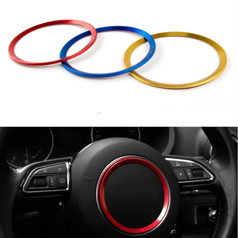 3D алюминиевую отделку чехол рулевого колеса автомобиля кольцо для Audi A1 A3 A4 A5 A6 A7 Q3