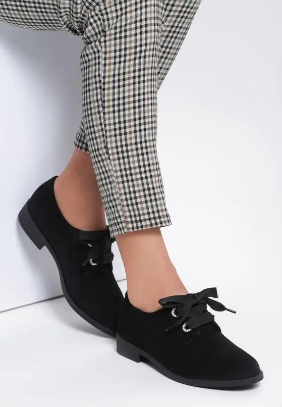 GOGD/Осенняя женская обувь на плоской подошве лоферы с бантиком лакированная