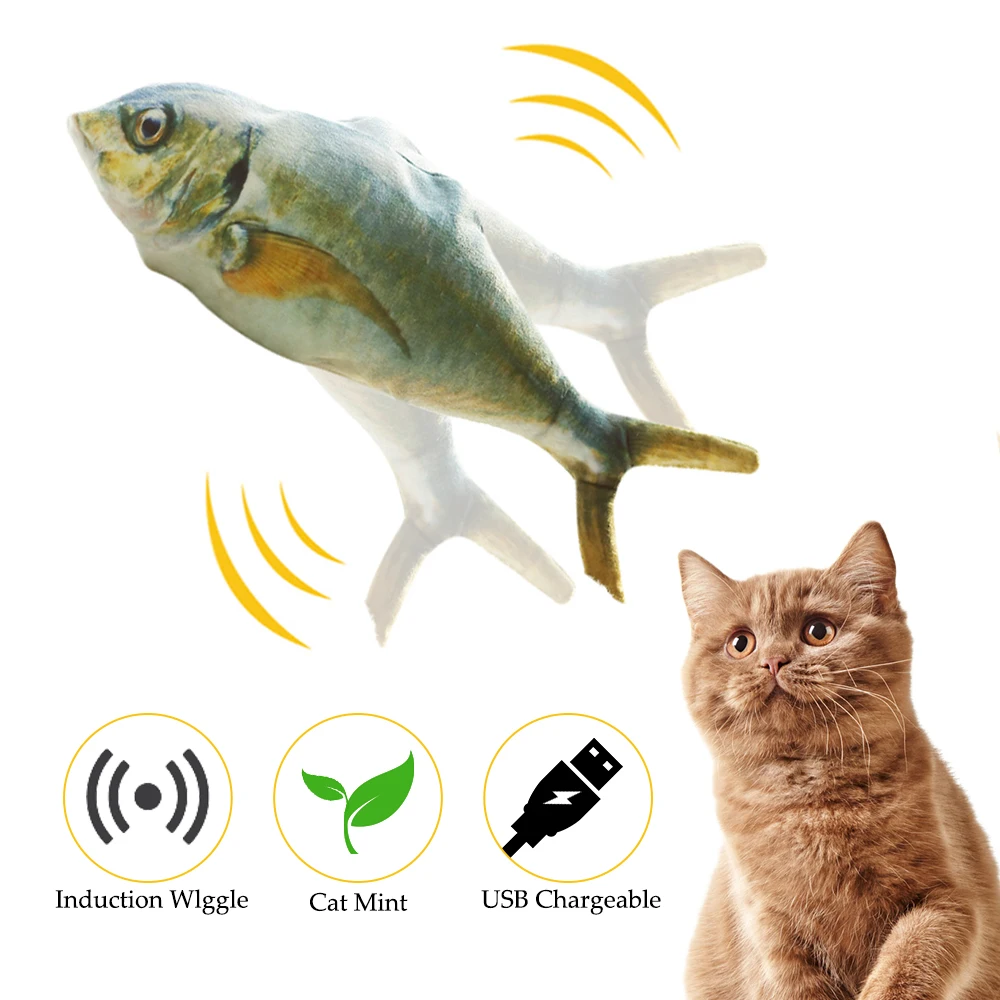 Электронная игрушка для кошки 3D рыбы Электрический зарядка через USB