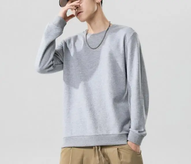 

Fashion Men's round neck long-sleeved T-shirt loose tops