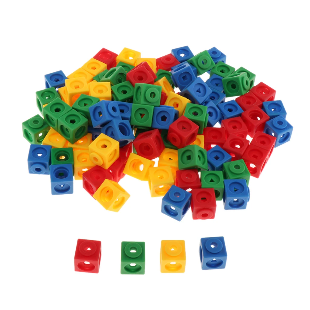 

100pcs Education Present Gifts Math Link Cubes Starter Counting Blocks Learning Toys Prop - 2x2x2cm