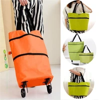 reusable eco waterproof shopping organizer foldable shopping bag shopping trolley cart on wheels made of oxford cloth