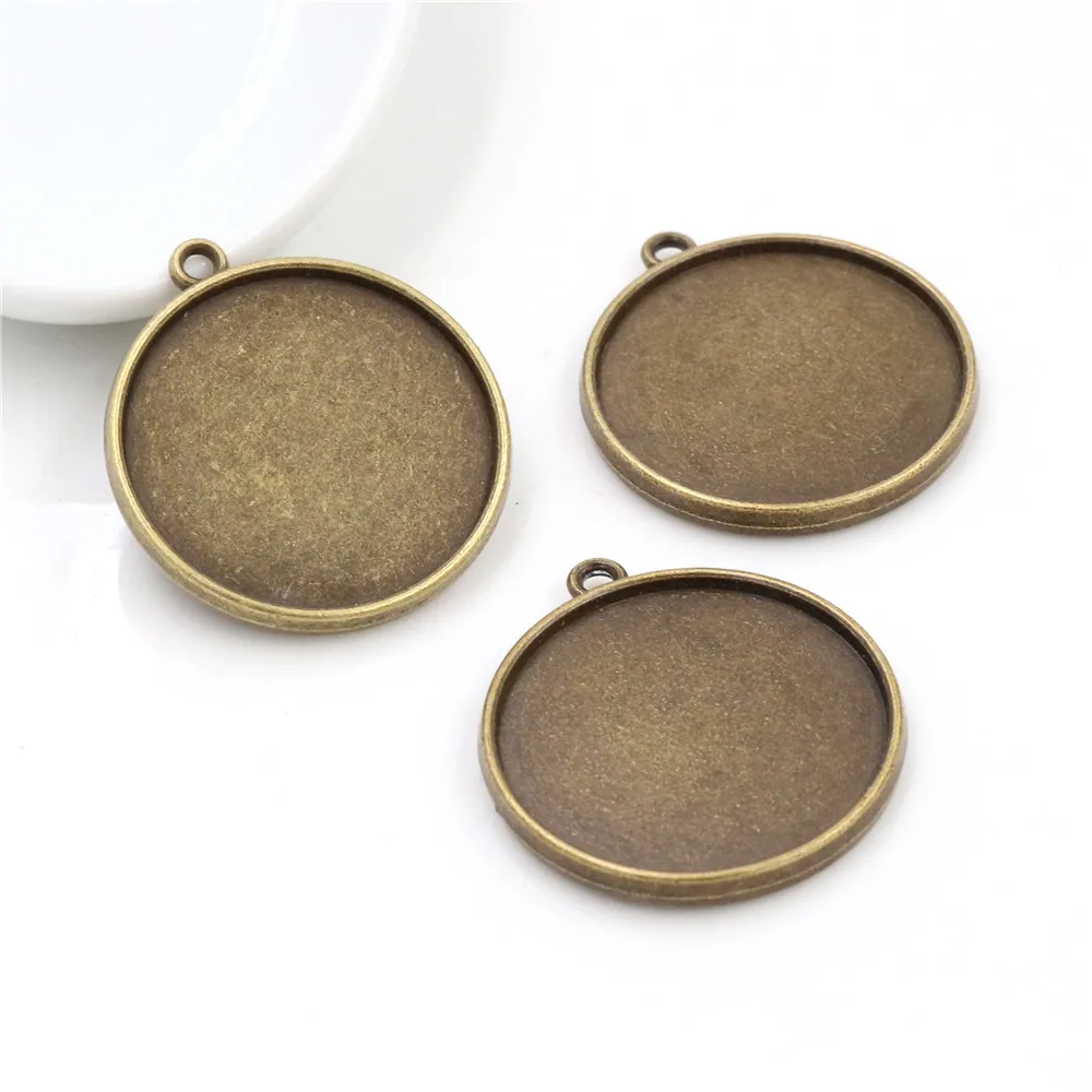 10 шт 25 мм Внутренний размер Античная Посеребренная бронзовая двойная сторона