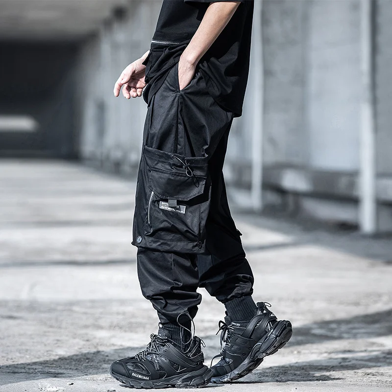 

Hop Hip Cargo Pant Man Streetwear Multi Pockets Joggers Pants Harajuku Men Trousers Punk Functional WB069