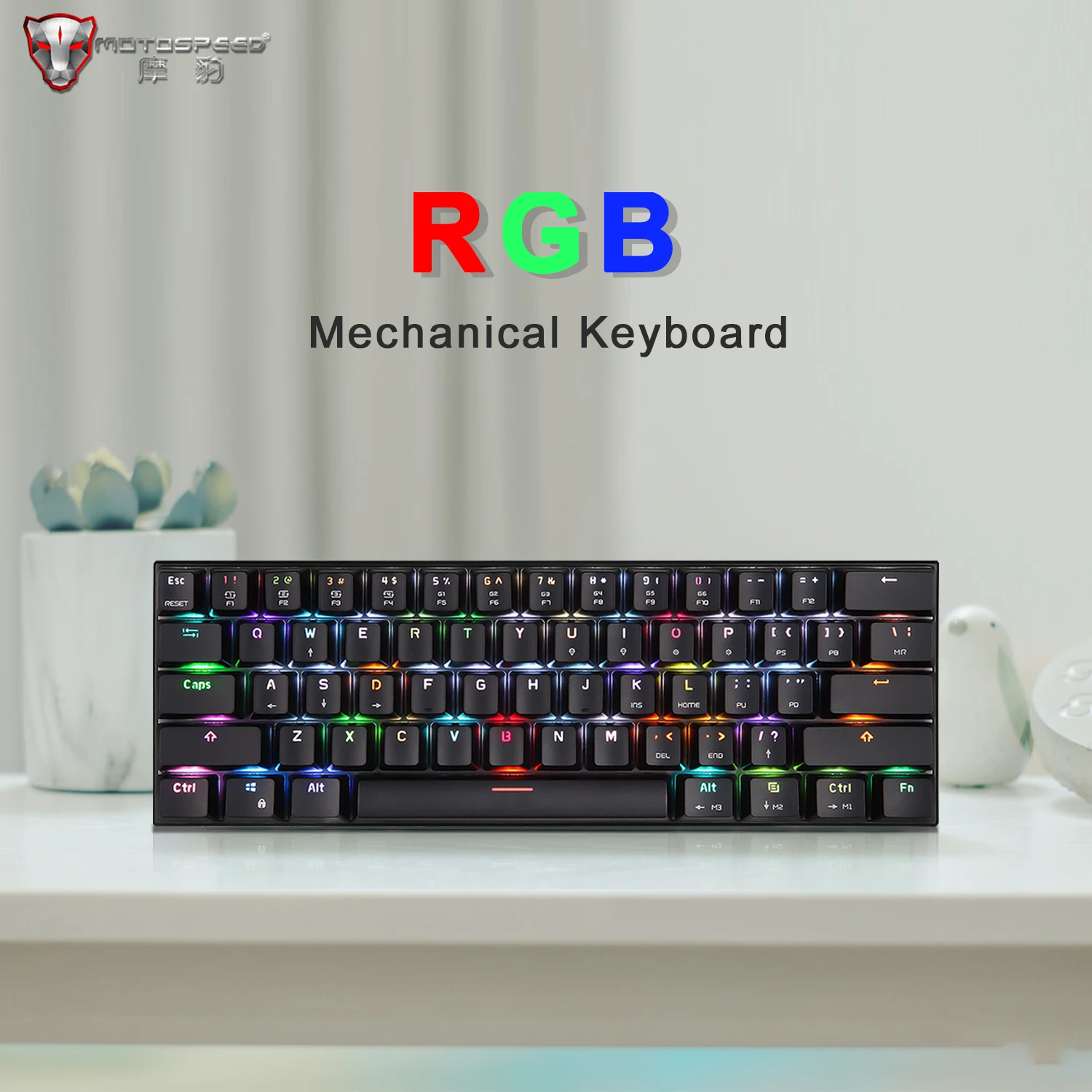 Motospeed CK61 Мини Проводная игровая механическая клавиатура с 61 клавишами RGB подсветка красная синяя Wwitch для компьютера русский телефон ноутбук ПК