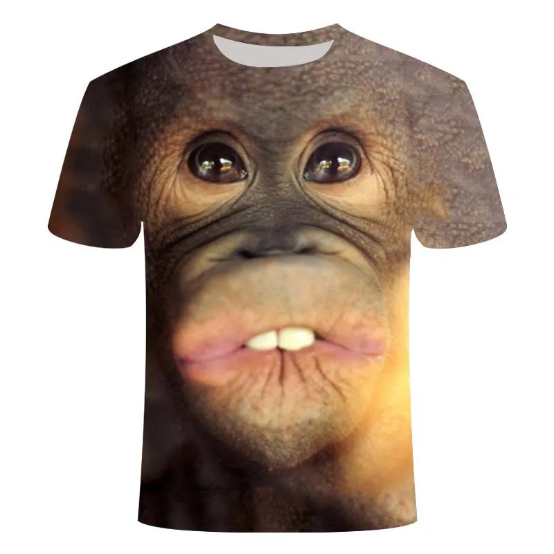 

Summer fashion new 3D printing T-shirt humorous monkey orangutan elements casual style clothing large size small size wholesale