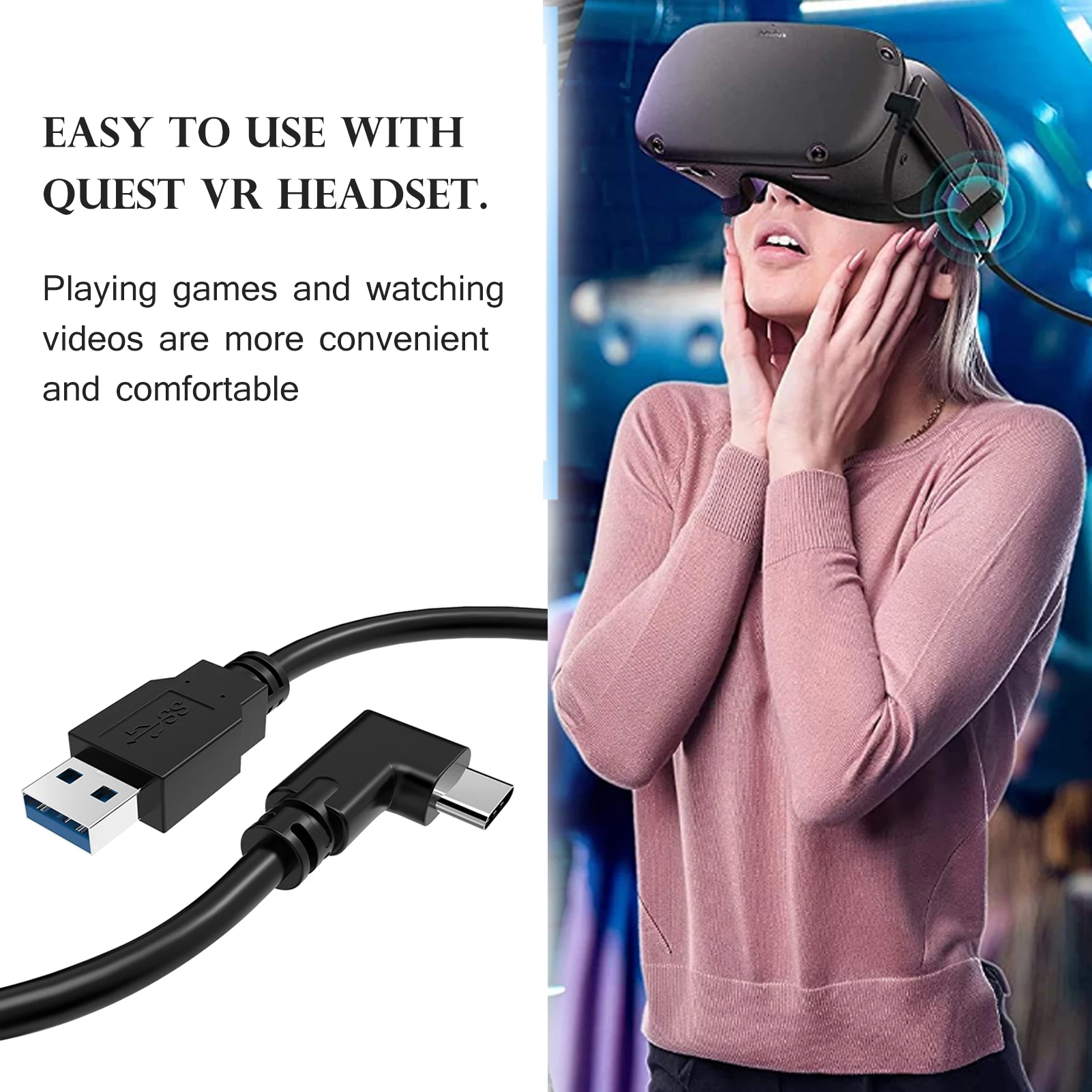 

VR Cable Male to Male Date Cord for Oculus Quest2 5m type-C 3.0 5GB 5A VR connector for oculus quest2 link USB Type A to C Hot