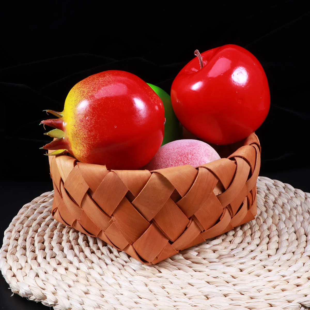 

Круглая деревянная искусственная фруктовая еда, органайзер для мелочей для пикника (маленький размер)