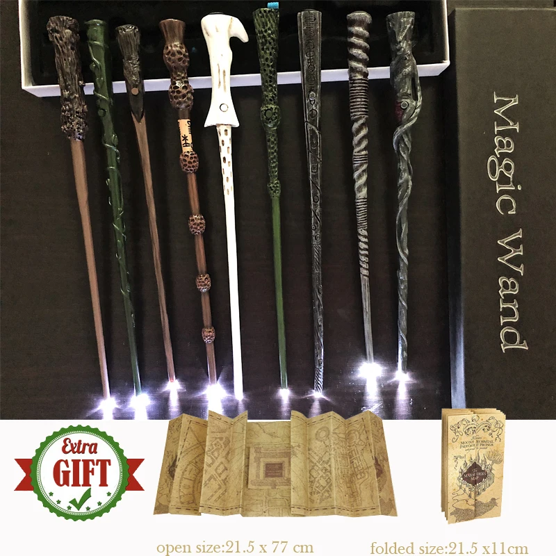

22 Kinds of Magic Wands Malfoy Sirius Hermione Dumbleindsdore Light Magic Wand with Gift Box Packing 1 Marauder's Map As Gift