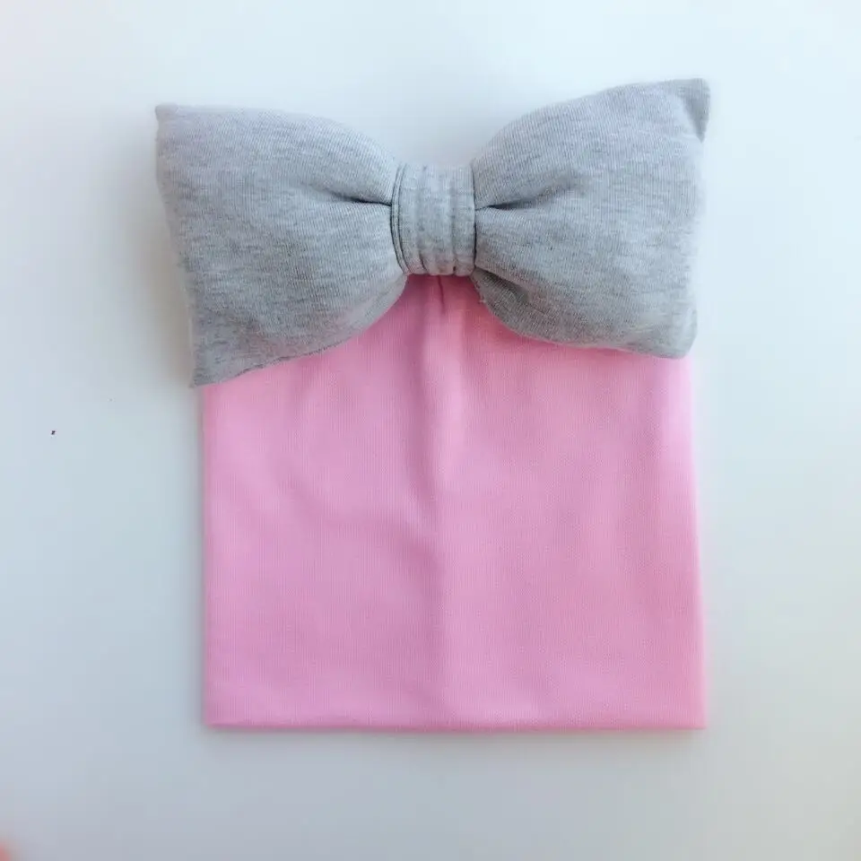 Pink Детская шапка в горошек для малышей, хлопковая цветная шапка с большим бантом, милая шапка, шапочка для девочек с бантом-бабочкой - Color: Pink